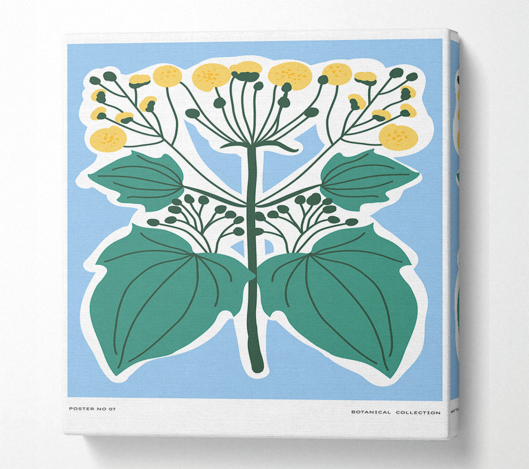  A Canvas Print of Yellow Flowers On Pastel Blue Canvas Art