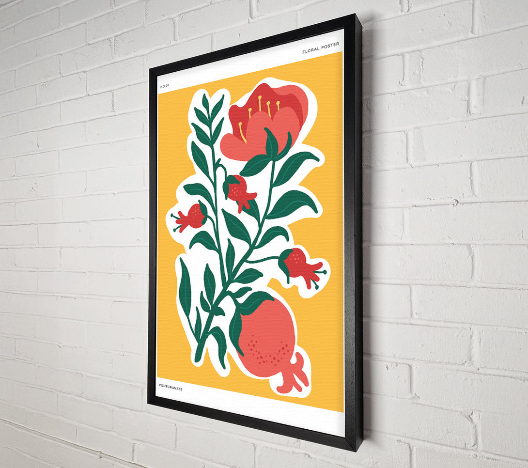  A Canvas Print of Red Flowers On A Yellow Canvas Wall Art