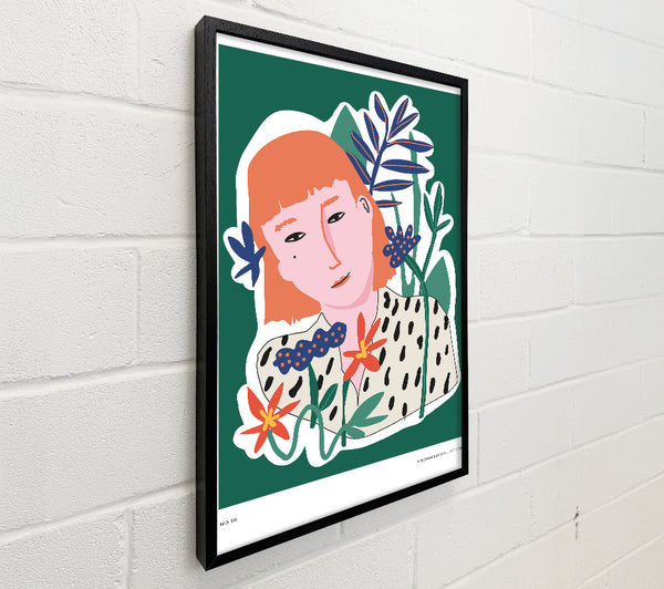 Red Head Woman Floral