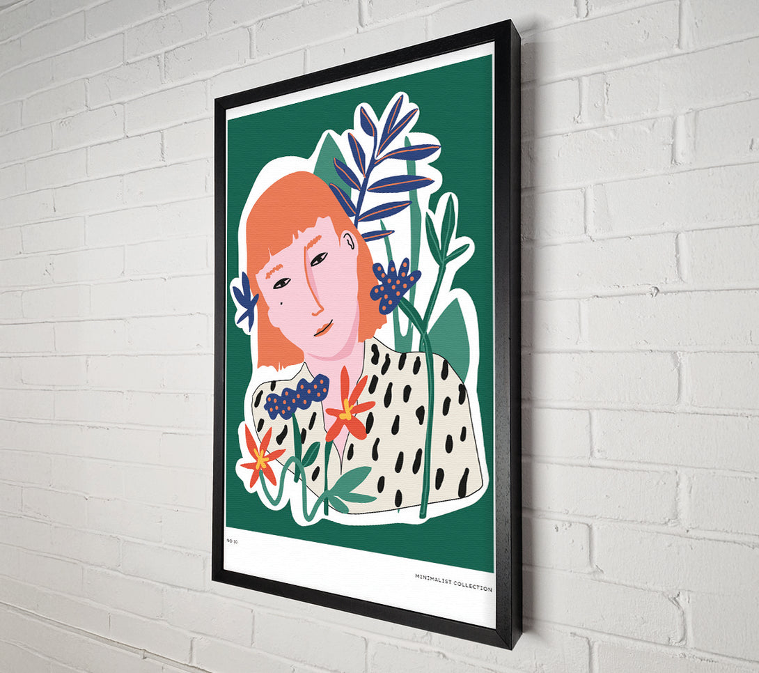  A Canvas Print of Red Head Woman Floral Canvas Wall Art