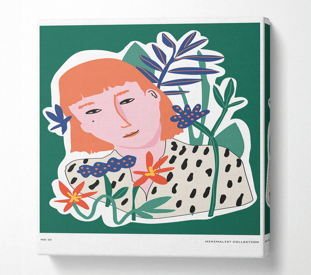  A Canvas Print of Red Head Woman Floral Canvas Wall Art
