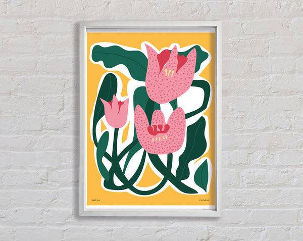 Pink Tulip Leaves Framed Print