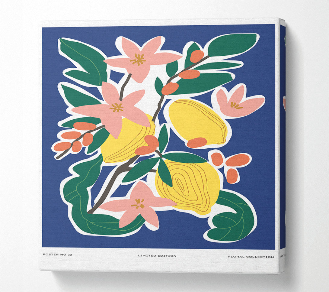  A Canvas Print of Lemons And Flowers Canvas Print