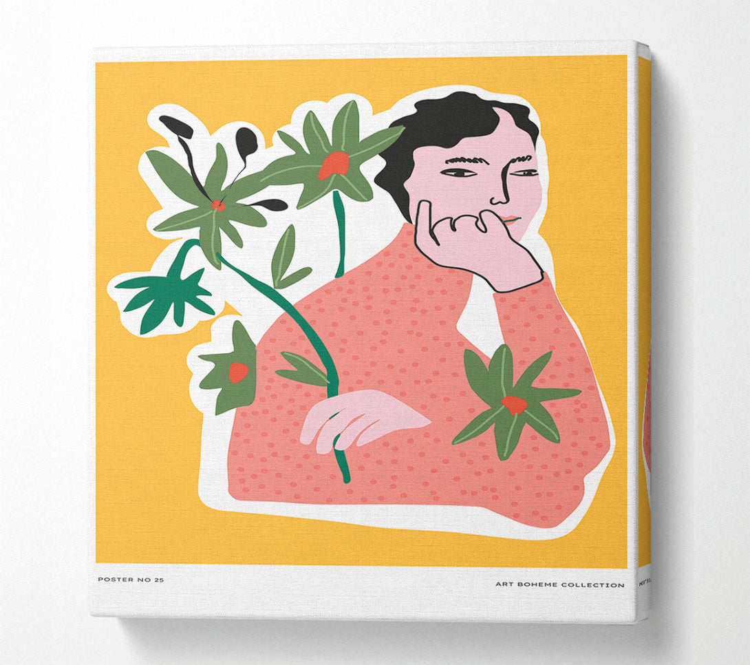  A Canvas Print of Thinking Flower Woman Canvas Print