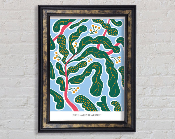 Green Leaves And Red Twigs Framed Print