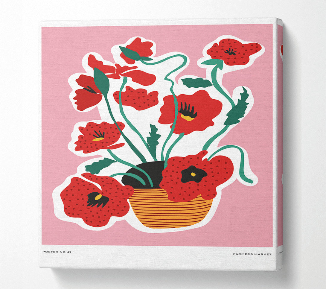  A Canvas Print of Basket Of Poppies Canvas Wall Art