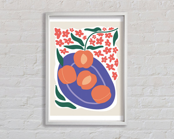 Peaches On A Plate Framed Print
