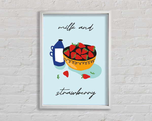 Milk And Strawberry Framed Print