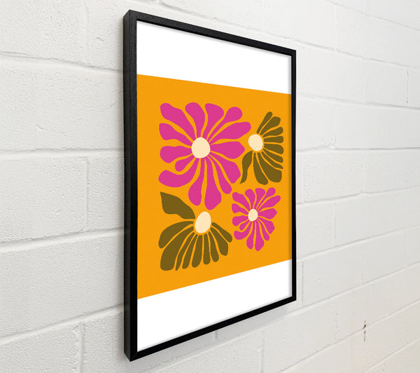 Pink Flowers On Orange