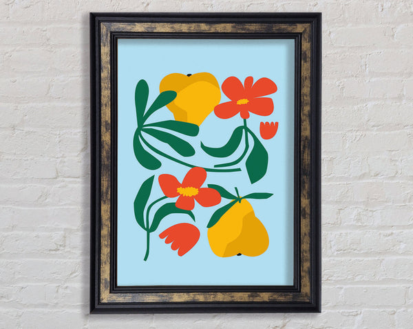 Pears And Flowers Framed Print