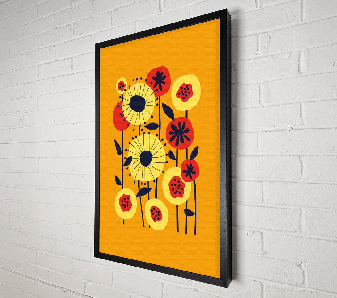  A Canvas Print of Flowers On Yellow Canvas Print