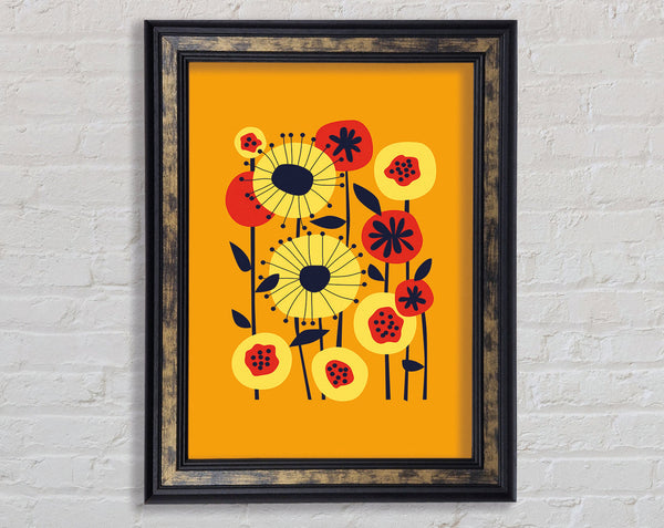 Flowers On Yellow Framed Print