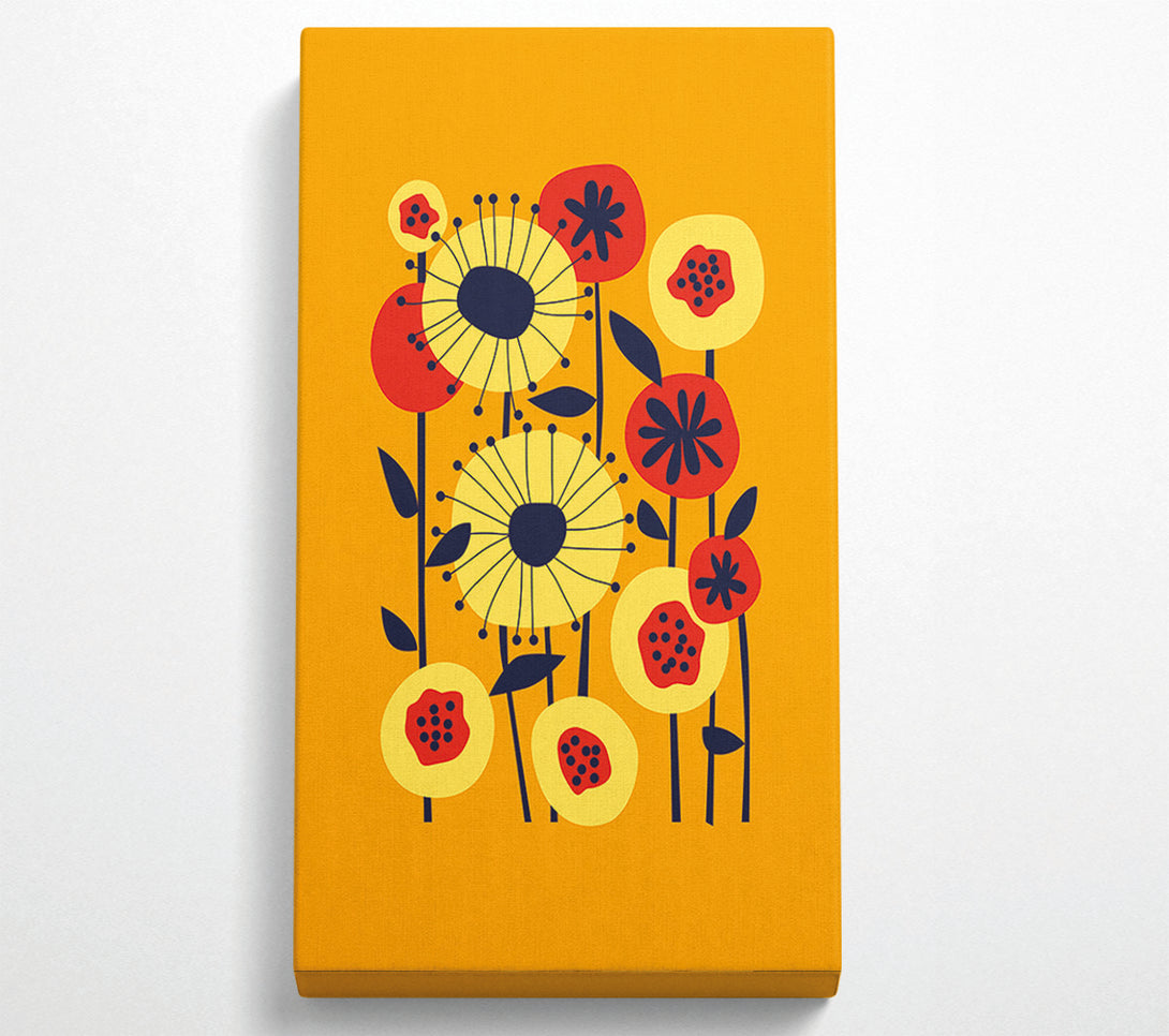  A Canvas Print of Flowers On Yellow Canvas Print