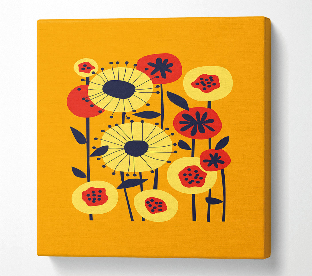  A Canvas Print of Flowers On Yellow Canvas Print
