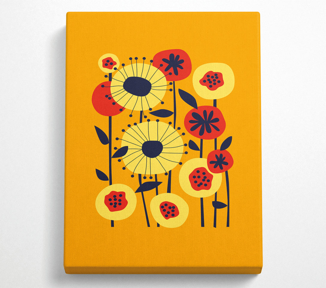  A Canvas Print of Flowers On Yellow Canvas Print