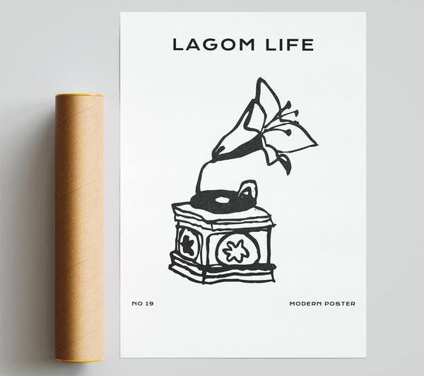 Flower Head Grammaphone Print