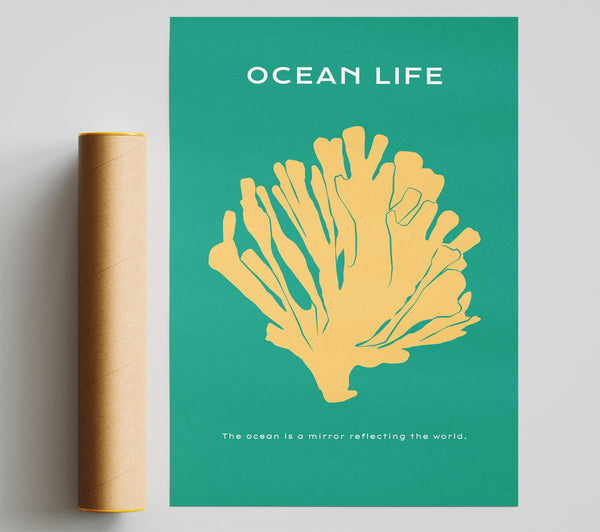 Yellow Coral On Green Giclee Print