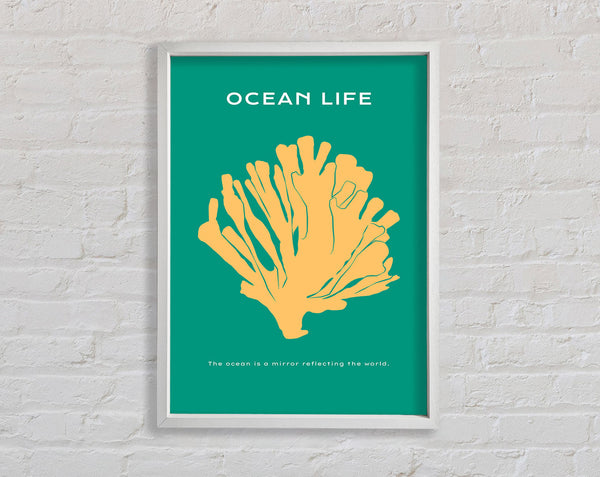 Yellow Coral On Green Framed Print