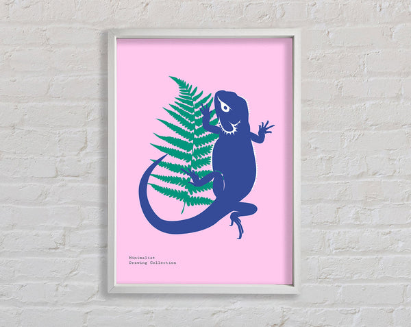 Bearded Dragon And Fern Framed Print