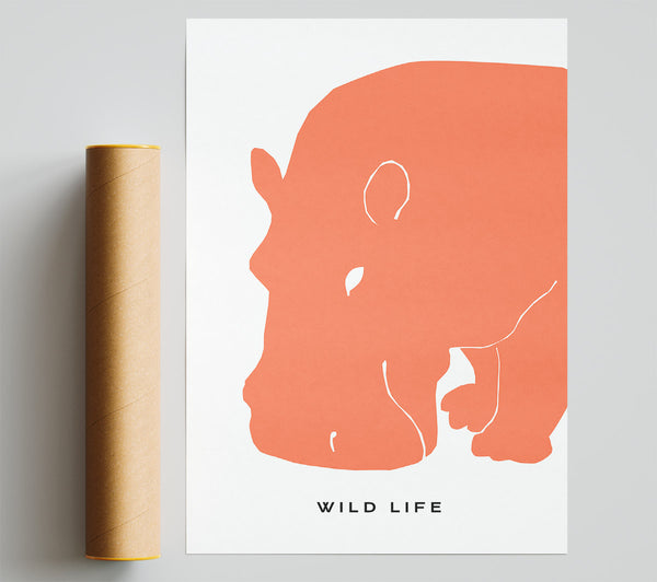 Orange Hippo Print