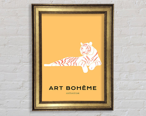 The White Tiger On Yellow Framed Print