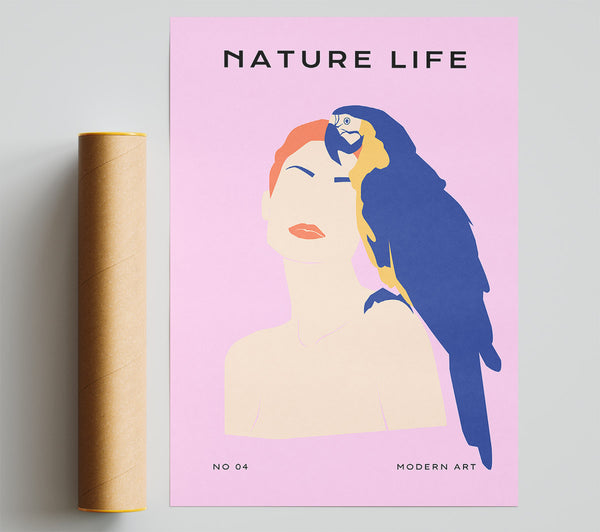 Woman And A Parrot Poster