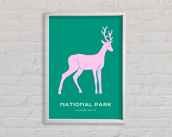 National Park Stag Framed Print