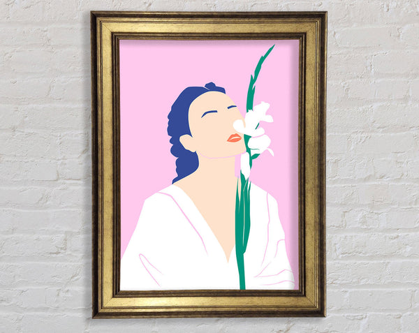 White Flower Woman Framed Print