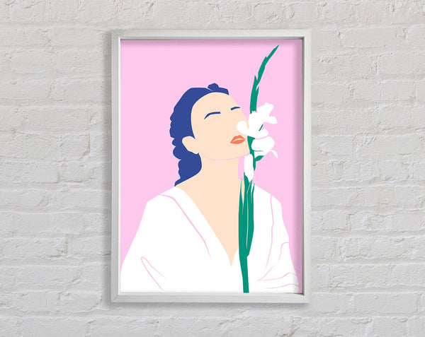 White Flower Woman Framed Print