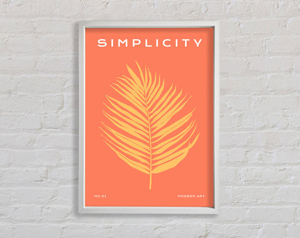 Modern Leaf On Orange Framed Print