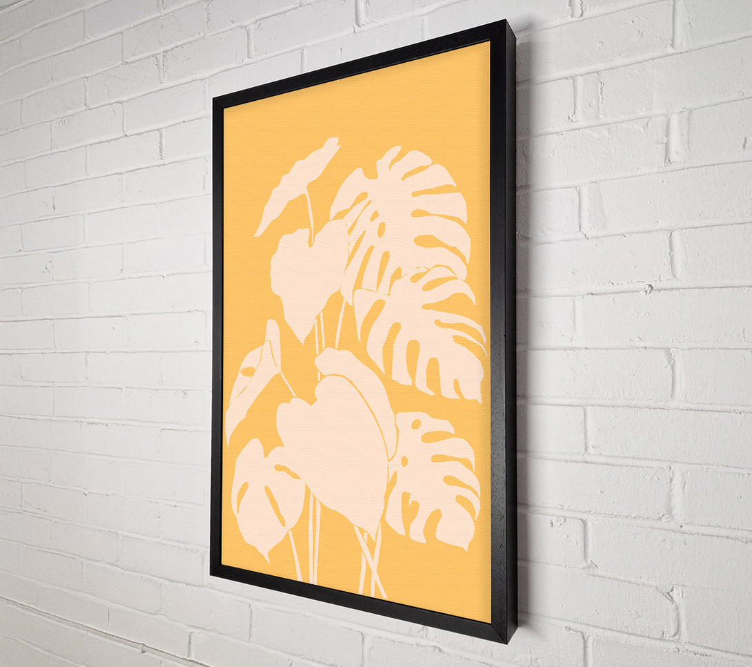  A Canvas Print of Cheese Plant Leaves Mustard Canvas Wall Art