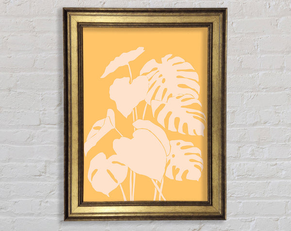 Cheese Plant Leaves Mustard Framed Print