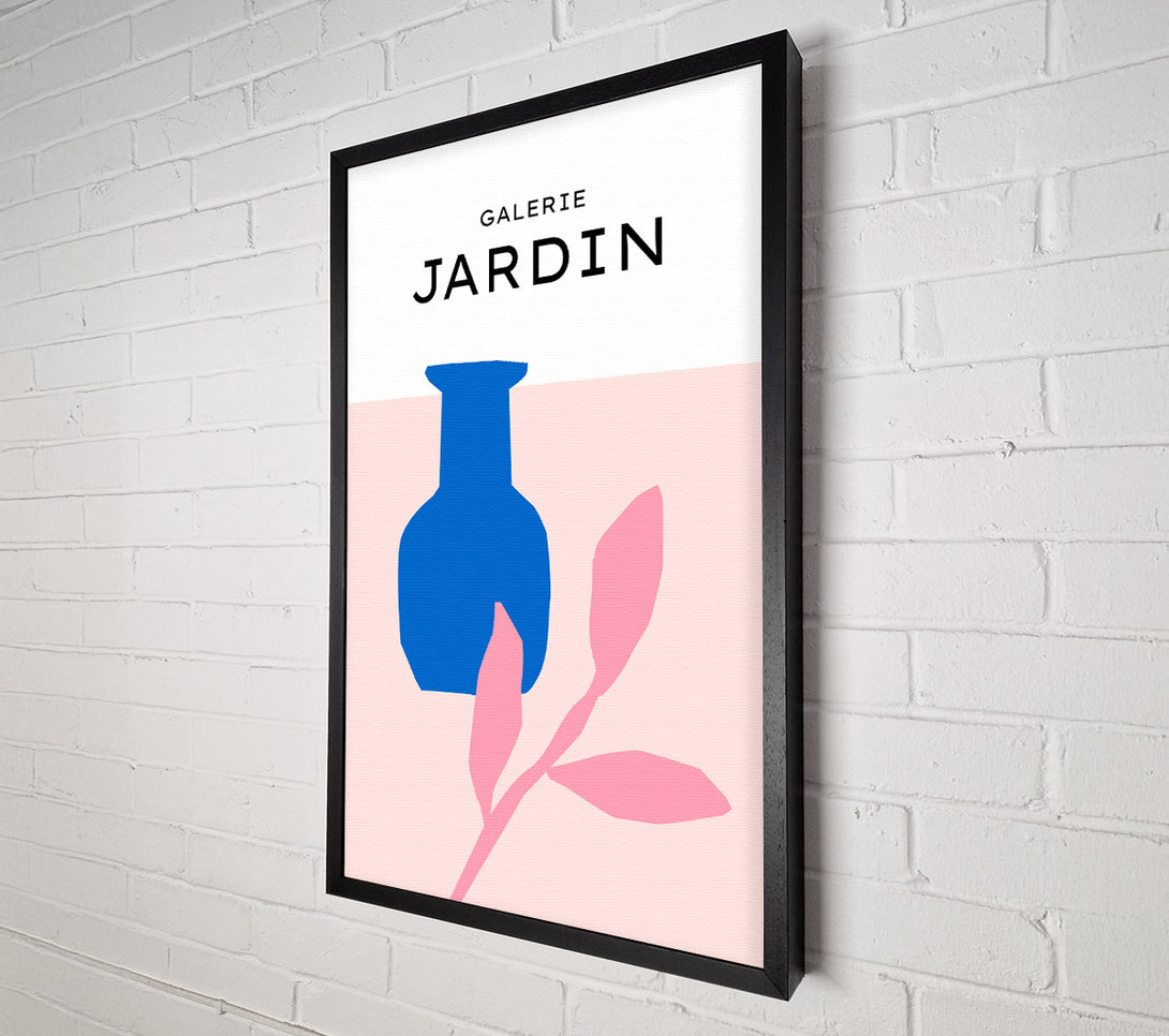  A Canvas Print of Blue Pot And Pink Leaf Canvas Print