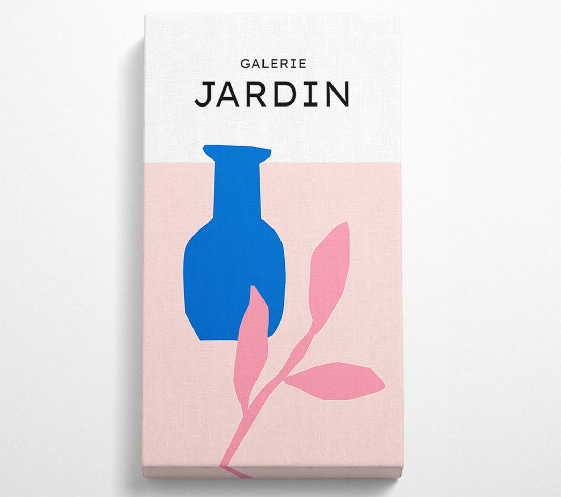  A Canvas Print of Blue Pot And Pink Leaf Canvas Print