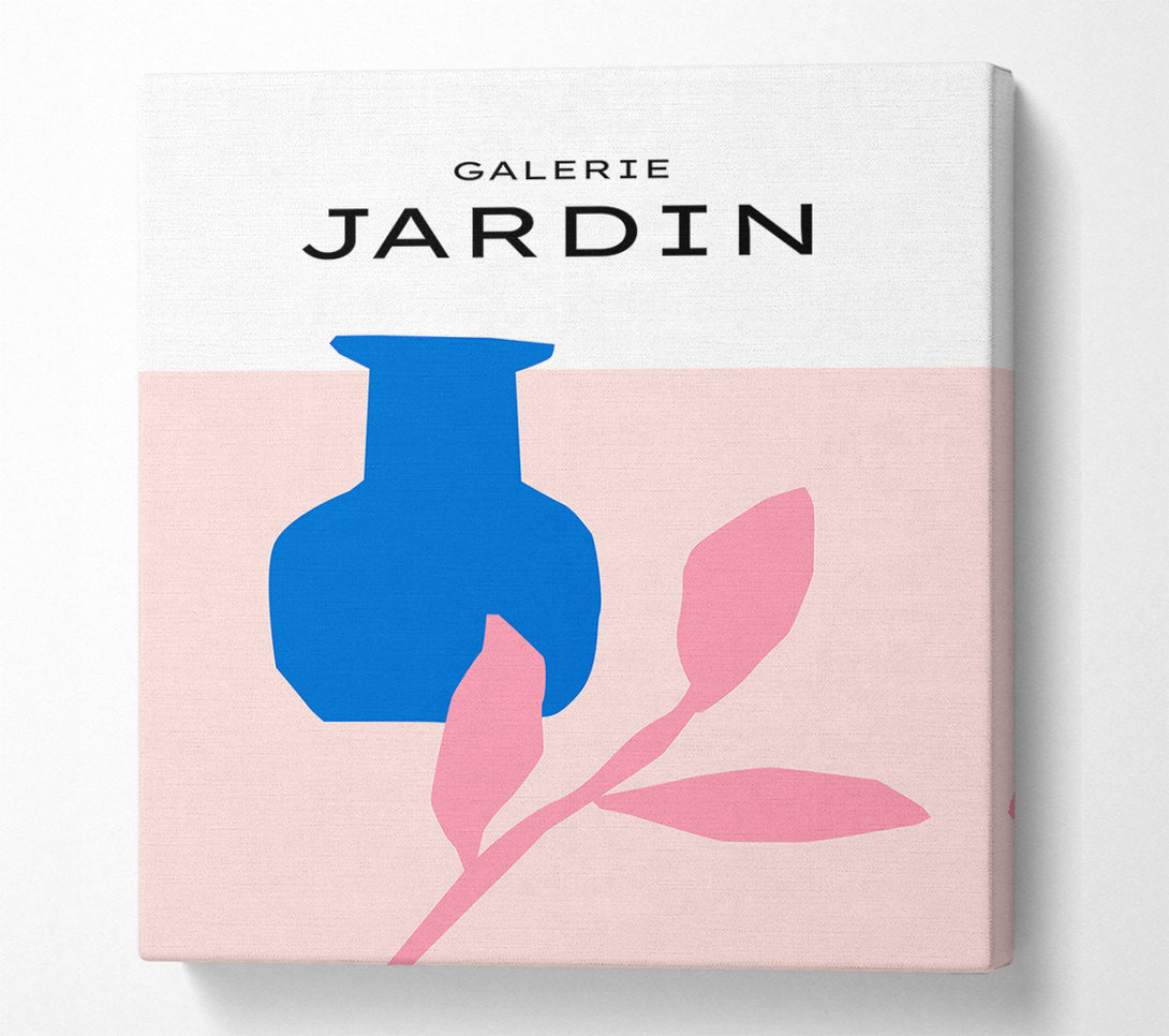  A Canvas Print of Blue Pot And Pink Leaf Canvas Print