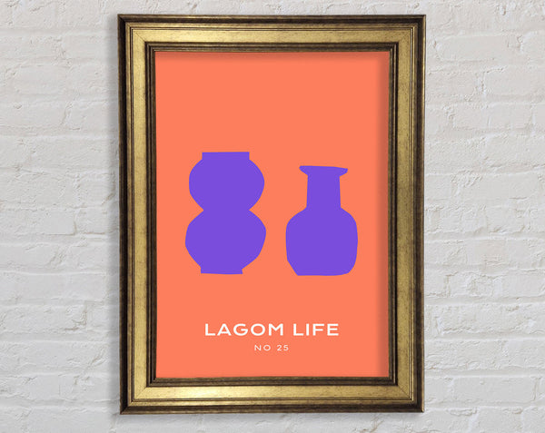 Purple Vases On Orange Framed Print