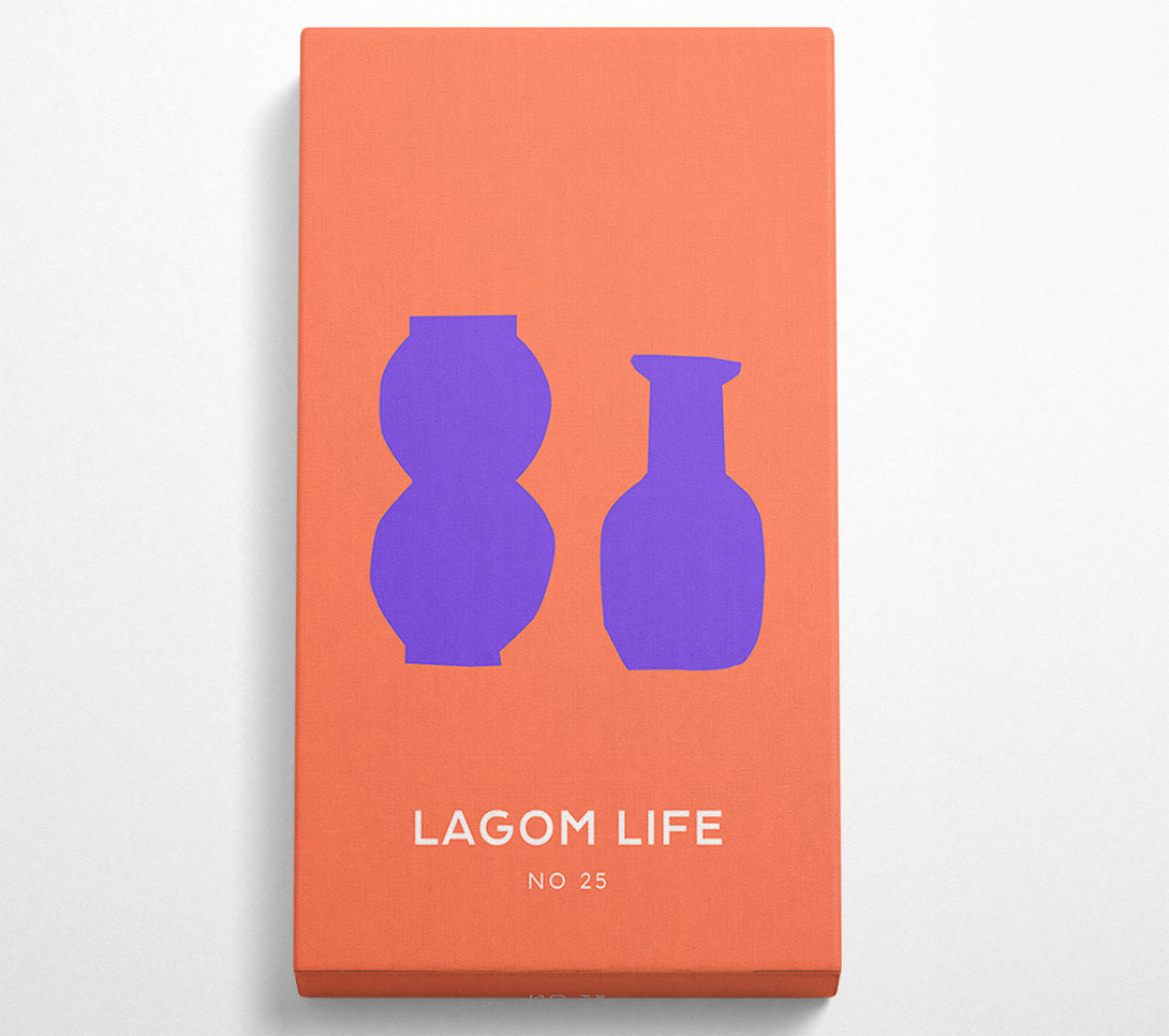  A Canvas Print of Purple Vases On Orange Canvas Wall Art