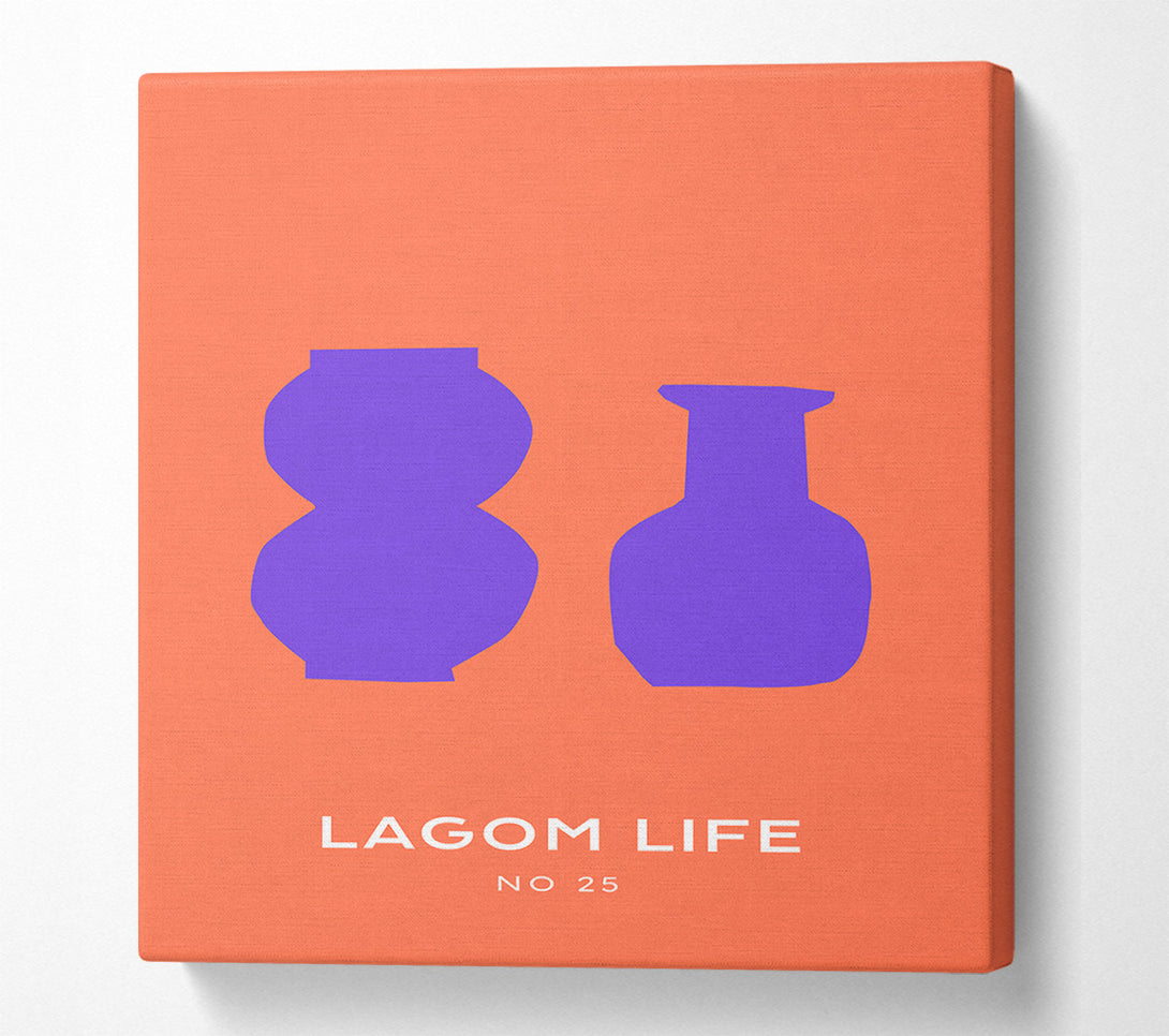  A Canvas Print of Purple Vases On Orange Canvas Wall Art