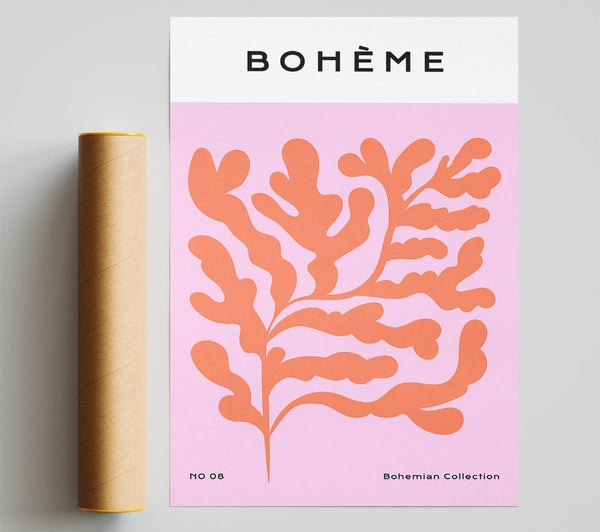 Orange Bohemian Leaves Poster