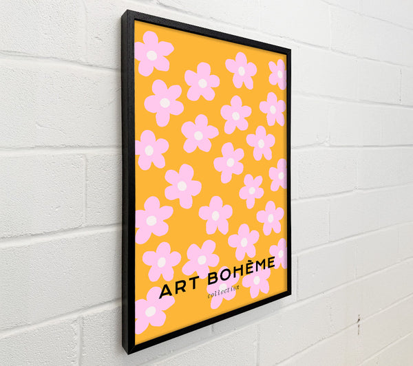 Pink Flowers On Yellow