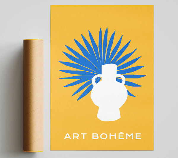 Vase And Leaf Summer Mustard Giclee Print