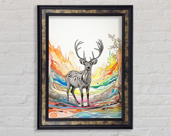 Acid Deer Framed Print