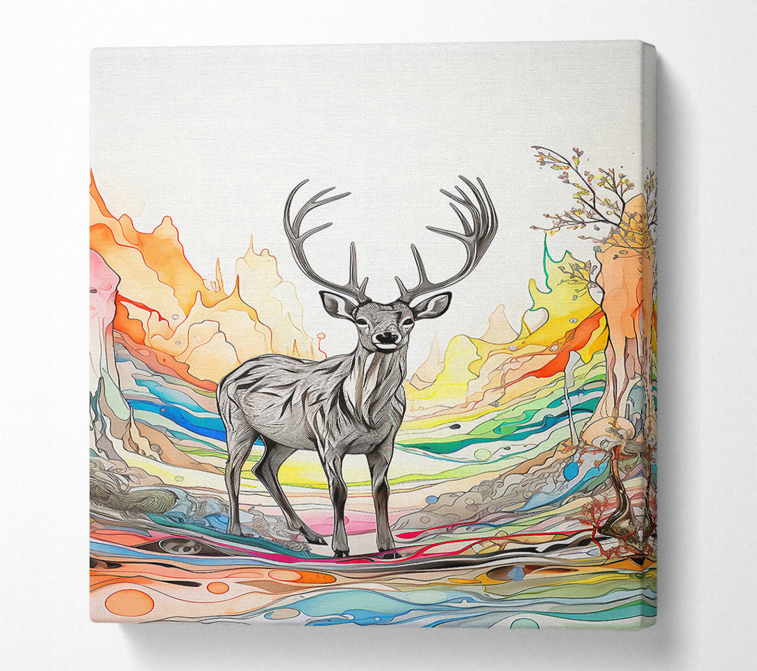  A Canvas Print of Acid Deer Canvas Wall Art