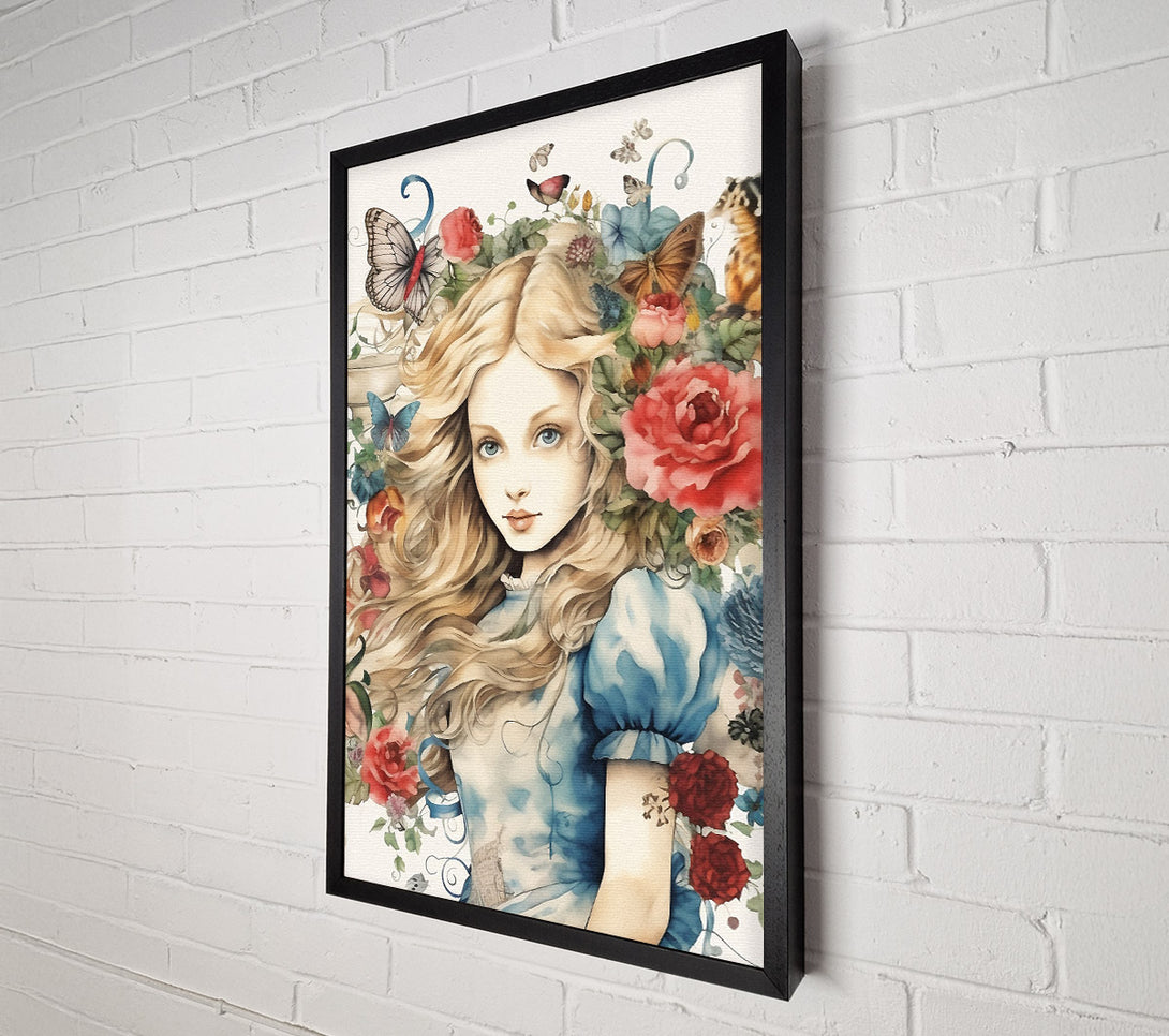  A Canvas Print of Alice In The Flowers Canvas Wall Art
