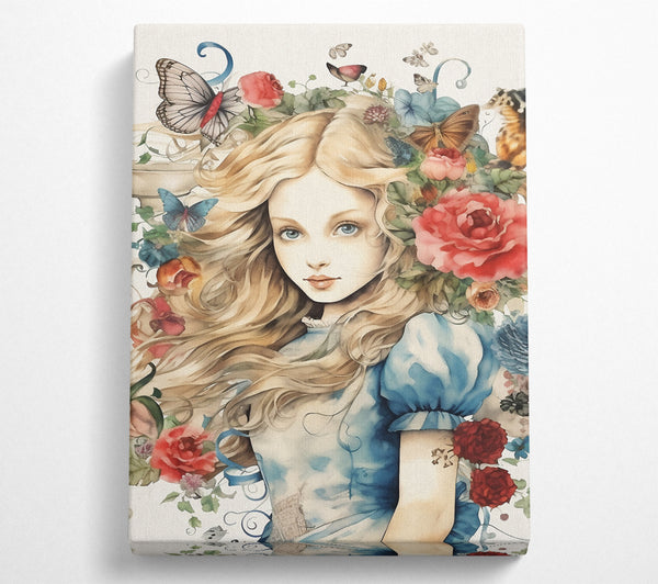  A Canvas Print of Alice In The Flowers Canvas Wall Art
