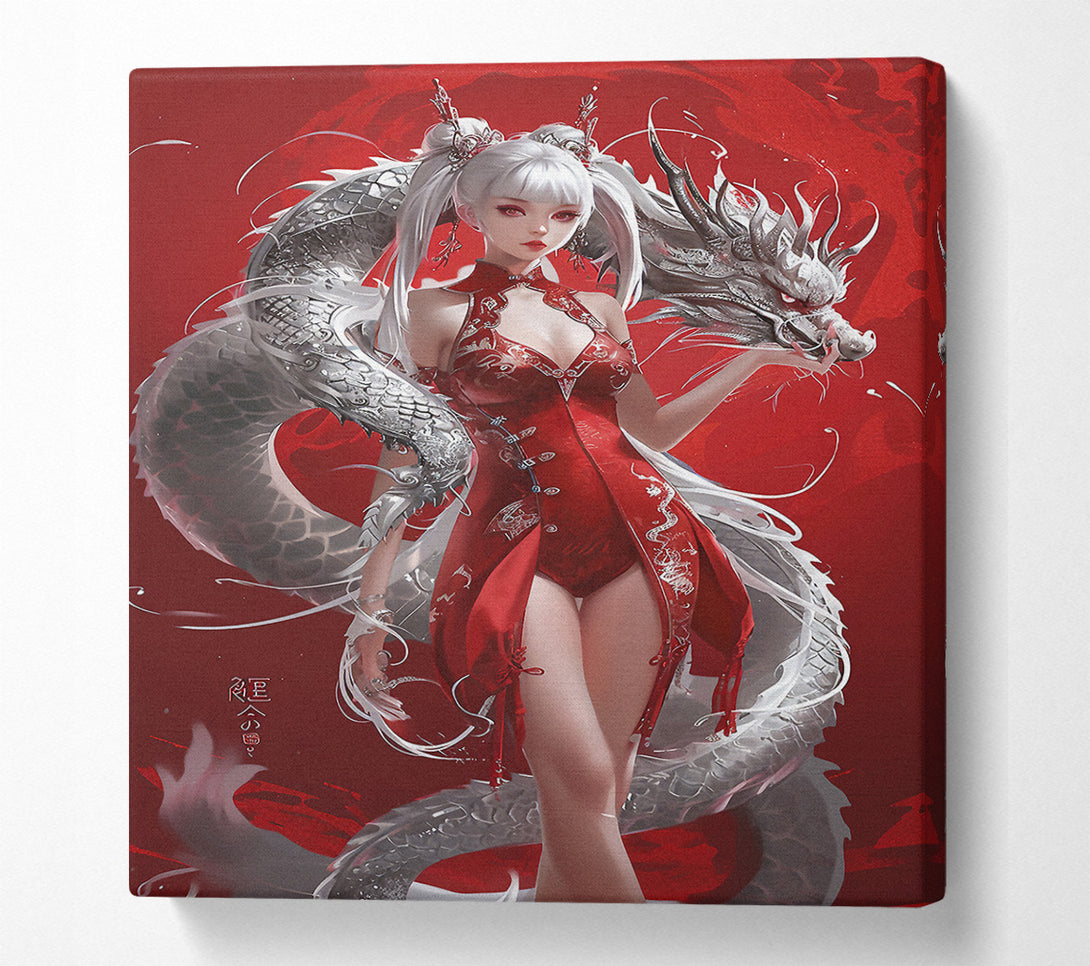  A Canvas Print of Anime Girl With Dragon Canvas Wall Art