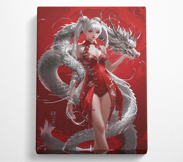  A Canvas Print of Anime Girl With Dragon Canvas Wall Art