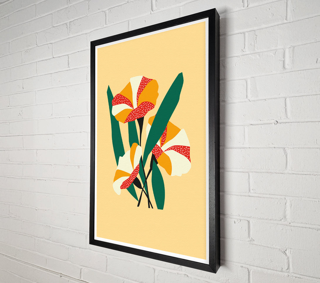  A Canvas Print of Artistic Bohemian Flowers And Leaves Beige Canvas Wall Art