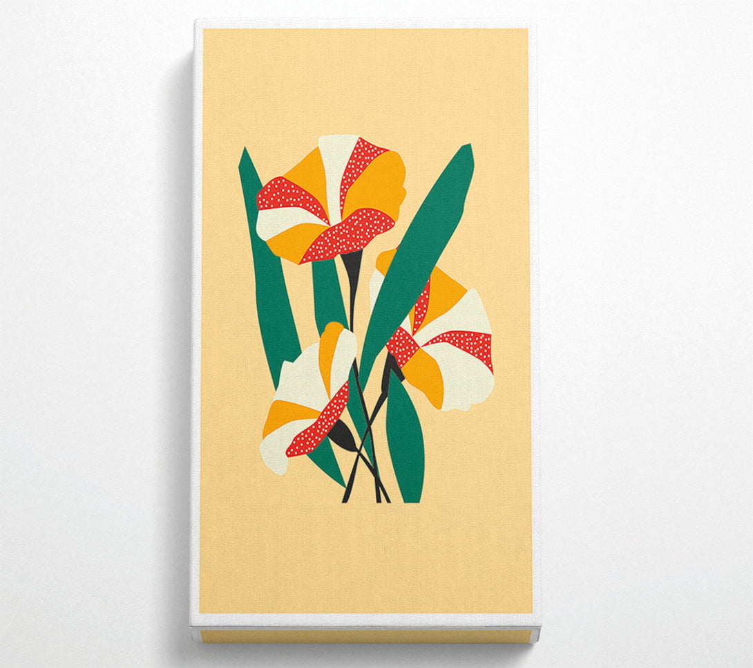  A Canvas Print of Artistic Bohemian Flowers And Leaves Beige Canvas Wall Art