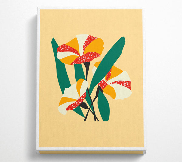  A Canvas Print of Artistic Bohemian Flowers And Leaves Beige Canvas Wall Art